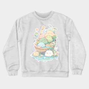 Foodiies Collection - Veggie Foodiies Taking A Deep Cleansing Bath Together | Kawaii Aesthetic Anime Food Design | PROUD OTAKU Crewneck Sweatshirt